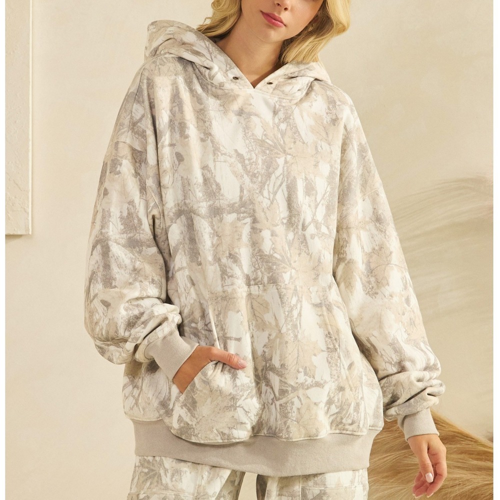 T165. Leaf Camo Oversized Hoodie